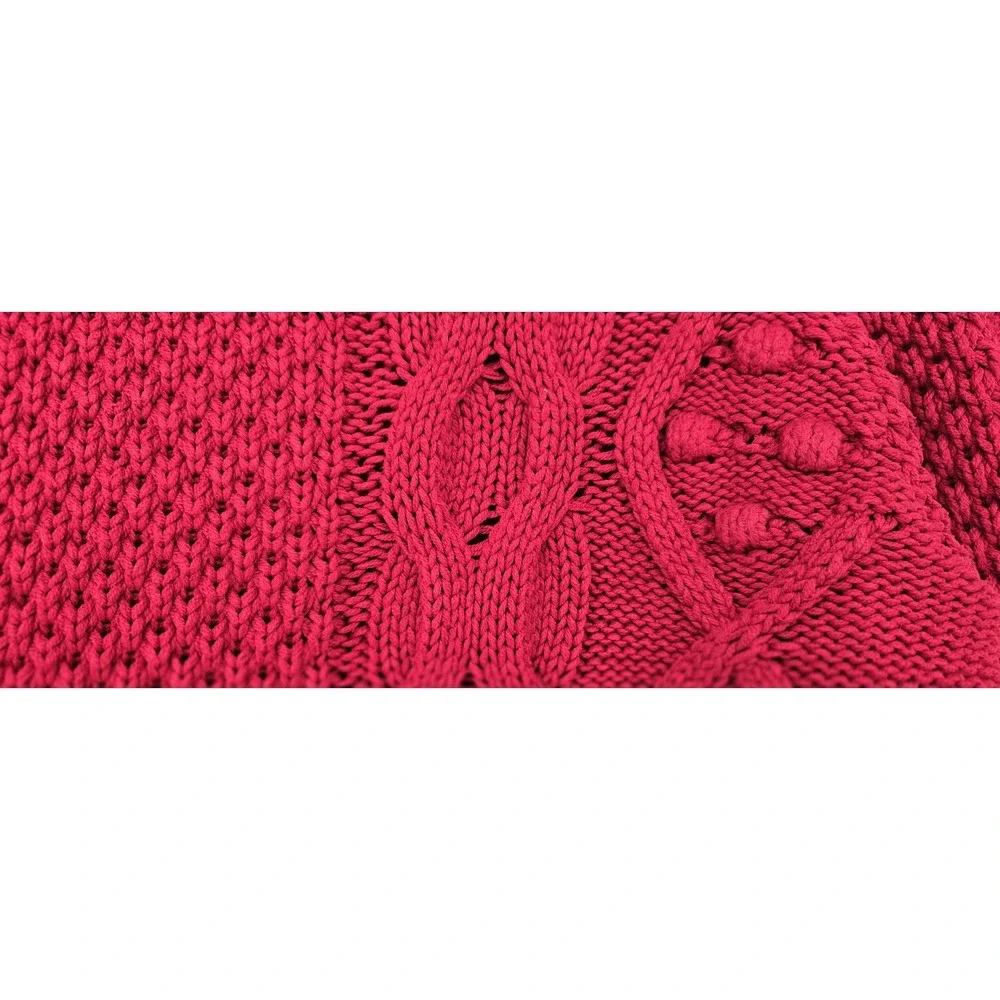 Vintage‎ red 90s/Y2K cable knit sweater - Coldwater Creek, 60% cotton, womens L